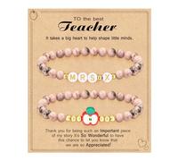 Regalo di apprezzamento per insegnanti per donne, braccialetto con iniziali must have, Mrs Miss End of Year Teacher Gifts Thank You for Helping Me Grow Music Matematica Scienze Insegnanti Braccialetti