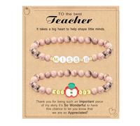 Regalo di apprezzamento per insegnanti per donne, braccialetto con iniziali must have, Mrs Miss End of Year Teacher Gifts Thank You for Helping Me Grow Music Matematica Scienze Insegnanti Braccialetti