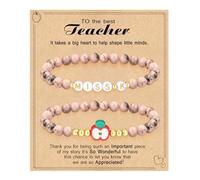 Regalo di apprezzamento per insegnanti per donne, braccialetto con iniziali must have, Mrs Miss End of Year Teacher Gifts Thank You for Helping Me Grow Music Matematica Scienze Insegnanti Braccialetti