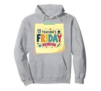 Regalo di Celebrazione del Venerdì dell'umore Felice Venerdì per Insegnanti Felpa con Cappuccio, Unisex per Adulti, Grigio Melange, XL