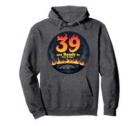 Regalo di Compleanno: 39 And Ready to Burn Bridges Citazione Divertente Felpa con Cappuccio, Unisex per Adulti, Grigio Scuro, XL
