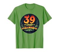 Regalo di Compleanno: 39 And Ready to Burn Bridges Citazione Divertente Maglietta, Uomo, Erba, L