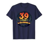 Regalo di Compleanno: 39 And Ready to Burn Bridges Citazione Divertente Maglietta, Uomo, Navy, 4XL