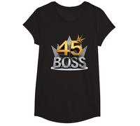 Regalo di Compleanno: 45 Anni di Essere Un Capo Corona di Anniversario Maglietta, Ragazze, Nero, XS