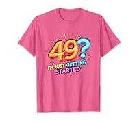 Regalo di Compleanno: 49? I'm Just Getting Started - Neon Vibes Maglietta, Uomo, Rosa mélange, M