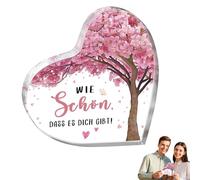 regalo di compleanno donna cuore acrilico 10x10cm decorazione scrivania elegante trasparente frase incisa per mamma amica moglie collega regalo sentimentale ogni occasione
