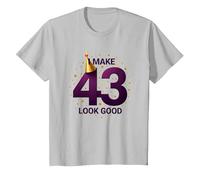 Regalo di Compleanno: I Make 43 Look Good Funny Age Celebration Maglietta, Bambini, Argento, 6 Anni