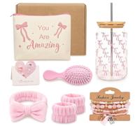 Regalo di compleanno per bambine di 8, 9, 10, 11, 12, 13, 14, 15 anni. Include bicchiere, cannuccia e coperchio, pettine, cerchietto, fermaglio per capelli, trousse per il trucco e braccialetto.