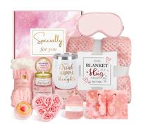 Regalo di compleanno per donne, regalo di coccole per lei, pacchetto unico per la cura di sé Get Well Soon Basket Rose Relax Spa Kit con coperta di flanella, scatola natalizia per amica, mamma