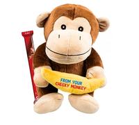 Regalo di compleanno per papà, orsacchiotto, giocattolo di peluche da 25,5 cm, barretta di cioccolato al latte, regalo da figlia, figlio, migliore papà di sempre, dalla tua scimmia sfacciata