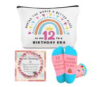 Regalo di compleanno per ragazze, dolce regalo per lei borsa per il trucco, portachiavi e calzini ispiratori per ragazze, 12°
