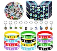 Regalo di Compleanno Yo-da, 82 PCS Wars Decorazione Regali per Festa di Compleanno Yo-da, Star Sacchettini Compleanno Bambini, 10 Portachiavi, 12 Braccialetti, 10 Sacchetti Regalo, 50 Adesivi