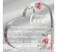 Regalo di condoglianze in acrilico a forma di cuore in memoria della persona amata, perdita del padre, condoglianze della madre per decorazioni commemorative da tavola (15,91 x 15,91 x 1,59 cm)