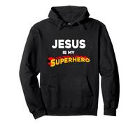 Regalo di culto Divertente per i predicatori cristiani con Scritta Jesus Is My Superhero Felpa con Cappuccio