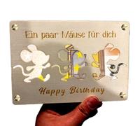 Regalo di Denaro Compleanno, Poster Topolino con Cornice in Legno, Cartolina di Compleanno in Legno, Confezione Creativa per Regalo di Denaro, Cartolina di Denaro Compleanno (Colore Legno)
