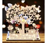 Regalo di denaro per matrimonio, in legno, regalo di nozze per sposi, con catena luminosa a LED, regalo di nozze, albero della vita, regalo di matrimonio, denaro, regalo di denaro