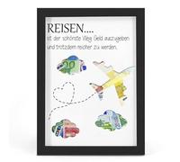 Regalo di denaro per viaggi, luna di miele e vacanze, viaggio del mondo, regalo di aereo, salvadanaio, compleanno, regalo di denaro, cassa da viaggio per amici, amanti donne, uomini, DIN A4