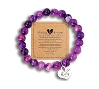 Regalo di incoraggiamento, braccialetto in pietra naturale di ametista per le donne, coloro che affrontano malattie o ansia per guarire presto, ispiratore per il Ringraziamento, Natale, San Valentino