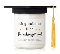 Regalo di laurea, candela profumata, regalo superato, "io credo in te Du schaffst das"! Master Bachelor Laurea, regalo per studenti, donne, fidanzate, figlie