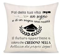 Regalo di Laurea Copricuscino per Donna Uomo Ragazze Ragazzi Copricuscini da Figlia Figlio Sorella Amica Compagno di Classe Laureato Ispiratore Congratulazioni Regali Natale Compleanno (Laurea-1)