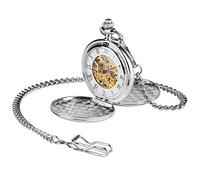 Regalo di Natale Orologio da taschino meccanico liscio Full Luxury Color oro Uomo Donna Elegante vento a mano retrò Doppio cacciatore, oro argento