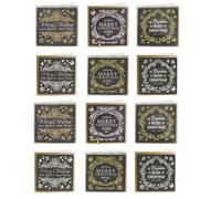 Regalo di Natale Targhette 24 Confezione 3D Adesivo Retro - Nero, Oro e Bianco