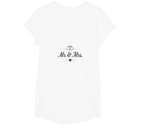 Regalo di Nozze per la Sposa e Lo Sposo Mr. & Mrs Maglietta, Ragazze, Bianco, M