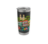 Regalo di punto di riferimento di viaggio disegnato a mano di San Giovanni Antigua e Barbuda Bicchiere termico in acciaio inox doppia parete