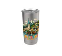 Regalo di riferimento disegnato a mano di Hallstatt Austria souvenir di viaggio Bicchiere termico in acciaio inox doppia parete
