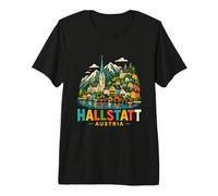 Regalo di Riferimento Disegnato a Mano di Hallstatt Austria Souvenir di Viaggio Maglietta Premium