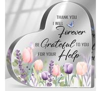 Regalo di ringraziamento per donne, regalo di apprezzamento per colleghi capo insegnante, ringraziamento per il tuo aiuto, targa in acrilico a forma di cuore, apprezzamento scrivania ricordo