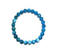 Regalo di San Valentino per bambini e ragazze, braccialetto in apatite blu per donne e uomini, perline rotonde da 6 mm, adatto per polsi da 16,5 a 17,8 cm, cristallo chakra della radice di grado 3A