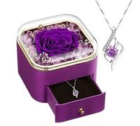 Regalo di San Valentino per lei, collana con rosa viola conservata con scritta "I Love You", regalo di compleanno per fidanzata, donna, mamma, moglie, idea regalo per San Valentino, compleanno