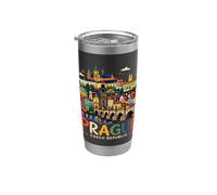 Regalo di souvenir di viaggio disegnato a mano della Repubblica Ceca di Praga Bicchiere termico in acciaio inox doppia parete