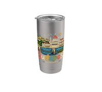 Regalo disegnato a mano Budapest Ungheria viaggio souvenir punto di riferimento Bicchiere termico in acciaio inox doppia parete