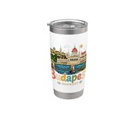 Regalo disegnato a mano Budapest Ungheria viaggio souvenir punto di riferimento Bicchiere termico in acciaio inox doppia parete