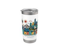 Regalo disegnato a mano del punto di riferimento del souvenir di viaggio della Corea del Sud di Incheon Bicchiere termico in acciaio inox doppia parete
