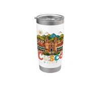 Regalo disegnato a mano del punto di riferimento del souvenir di viaggio di Cusco Perù Bicchiere termico in acciaio inox doppia parete