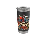 Regalo disegnato a mano del punto di riferimento del souvenir di viaggio di Tokyo Giappone Bicchiere termico in acciaio inox doppia parete