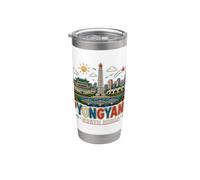 Regalo disegnato a mano del punto di riferimento di viaggio della Corea del Nord Pyongyang Bicchiere termico in acciaio inox doppia parete