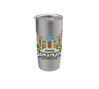 Regalo disegnato a mano del punto di riferimento di viaggio di Samarcanda Uzbekistan Bicchiere termico in acciaio inox doppia parete