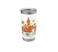 Regalo disegnato a mano di Marrakech Marocco Viaggio Souvenir Landmark Bicchiere termico in acciaio inox doppia parete