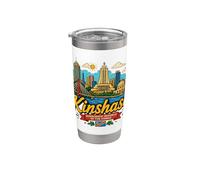 Regalo disegnato a mano Kinshasa DR Congo viaggio souvenir punto di riferimento Bicchiere termico in acciaio inox doppia parete