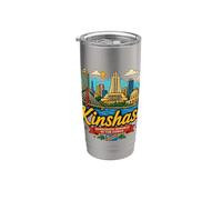 Regalo disegnato a mano Kinshasa DR Congo viaggio souvenir punto di riferimento Bicchiere termico in acciaio inox doppia parete