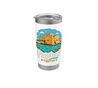 Regalo disegnato a mano Paphos Cipro Viaggio Souvenir Landmark Bicchiere termico in acciaio inox doppia parete