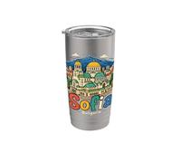 Regalo disegnato a mano Sofia Bulgaria viaggio souvenir punto di riferimento Bicchiere termico in acciaio inox doppia parete