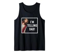 Regalo divertente con scritta in lingua inglese "Jesus Christ I'm Telling Dad God Church" Canotta