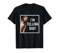 Regalo divertente con scritta in lingua inglese "Jesus Christ I'm Telling Dad God Church" Maglietta