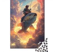 Regalo Divertente da 1000 Pezzi Avventura di Pesca Fantastica: Pescatore Cavalca un Pesce Gigante per Adulti e Ragazzi Attività per la Casa Regalo 70x50cm/1000 pezzi