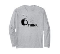 Regalo Divertente Pensare Fuori dalla Scatola Idiota TV Media Televisione Maglia a Manica